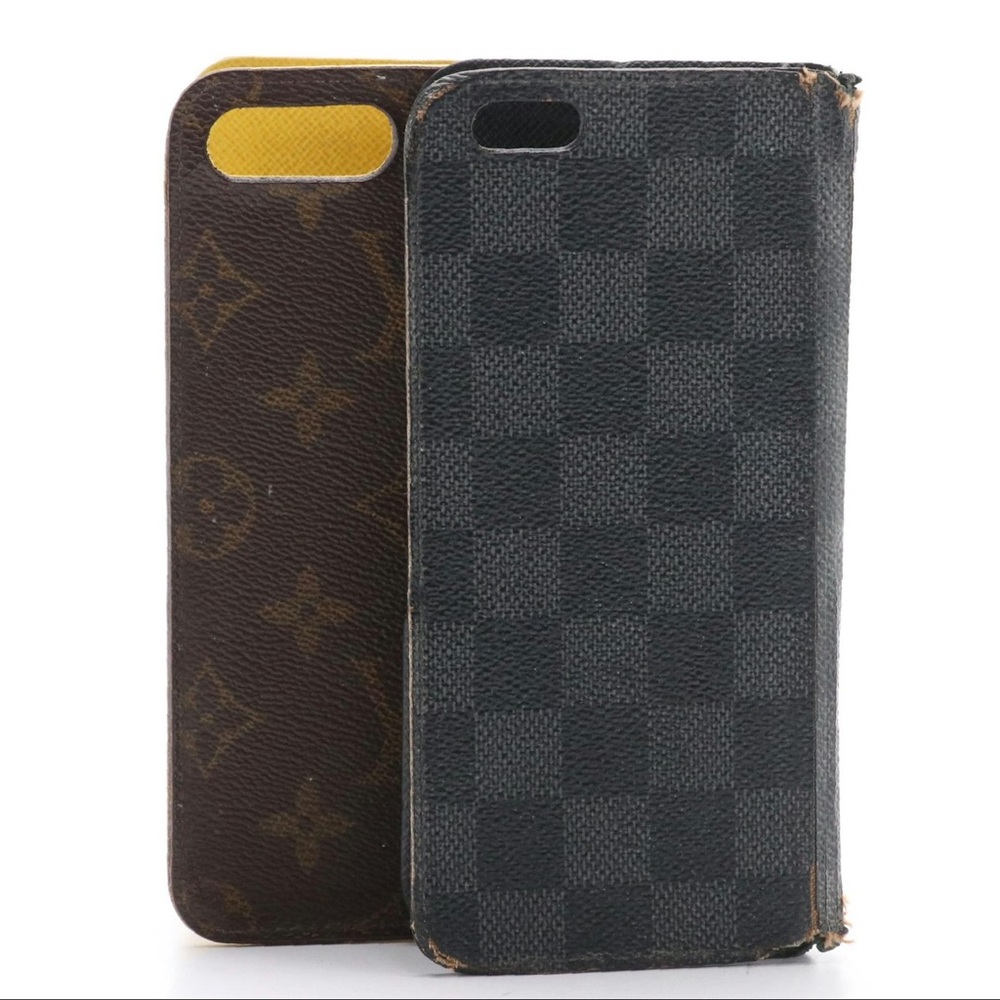 Louis Vuitton iPhone 6+ and 7+ Folio Cases in Monogram/Damier Graphite Canvas